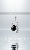925 sterling silver pendant with onyx, pearl and moonstones