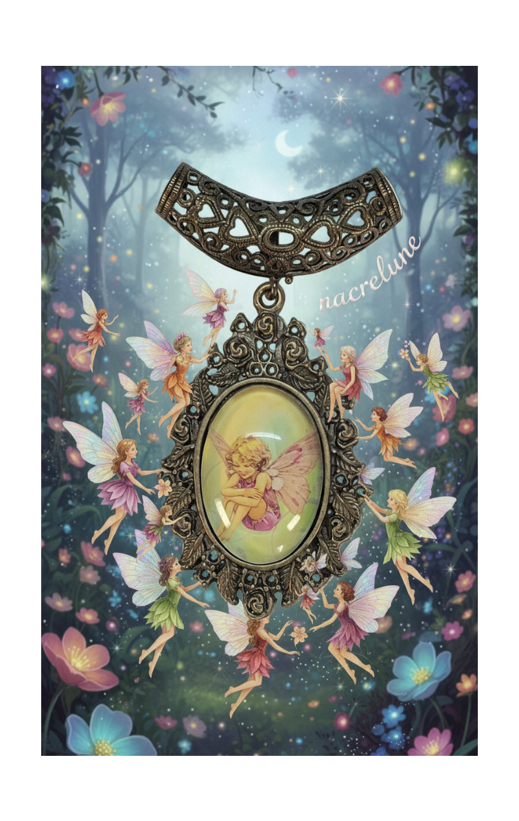 Pendentif camée artisanal avec une fée des fleurs