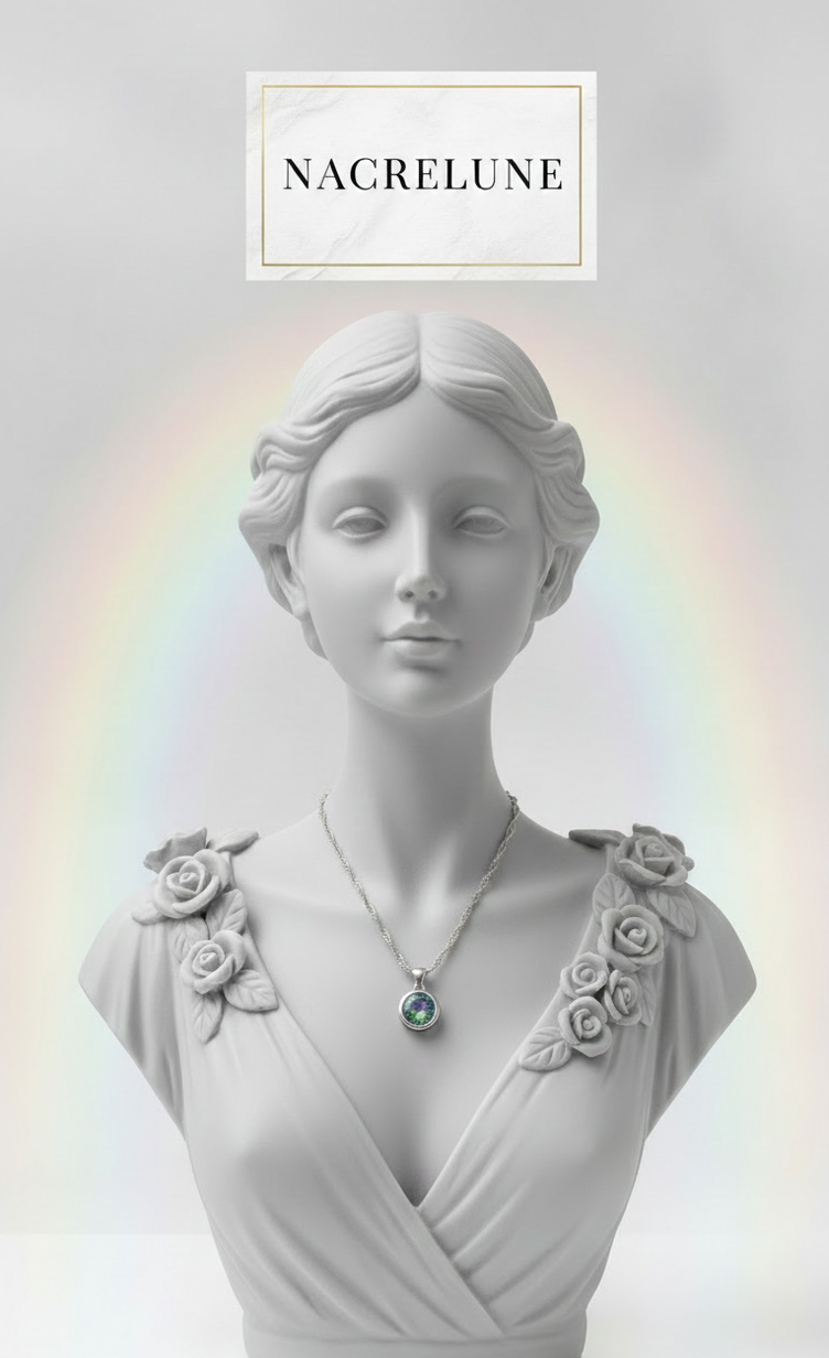 Pendentif rond en Argent avec Topaze Taillée Traitée Mystique | NACRELUNE NACRELUNE pendentif