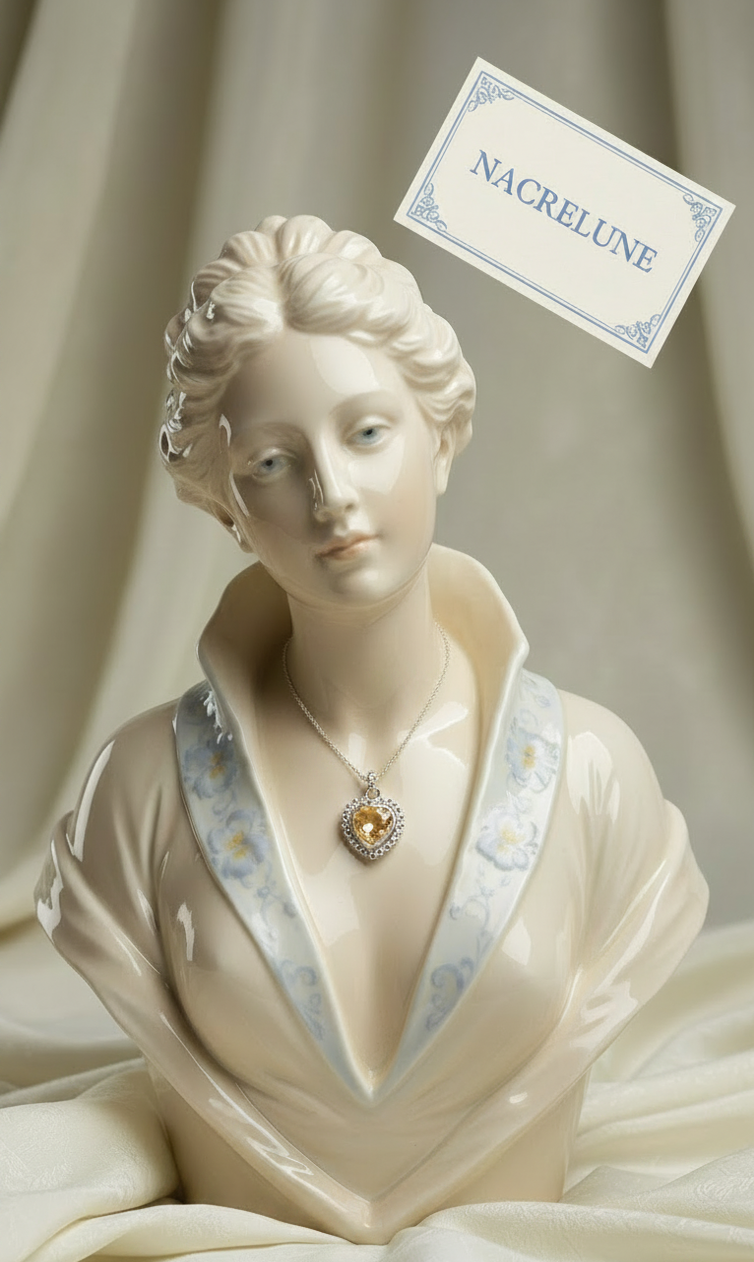 Pendentif en Argent en Forme de Cœur avec Topaze jaune | NACRELUNE NACRELUNE pendentif