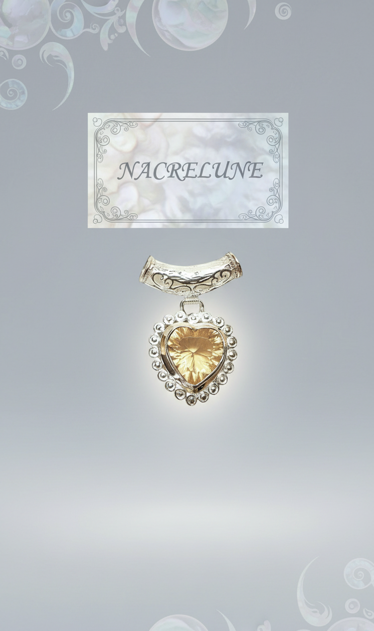 Pendentif en Argent en Forme de Cœur avec Topaze jaune | NACRELUNE NACRELUNE pendentif