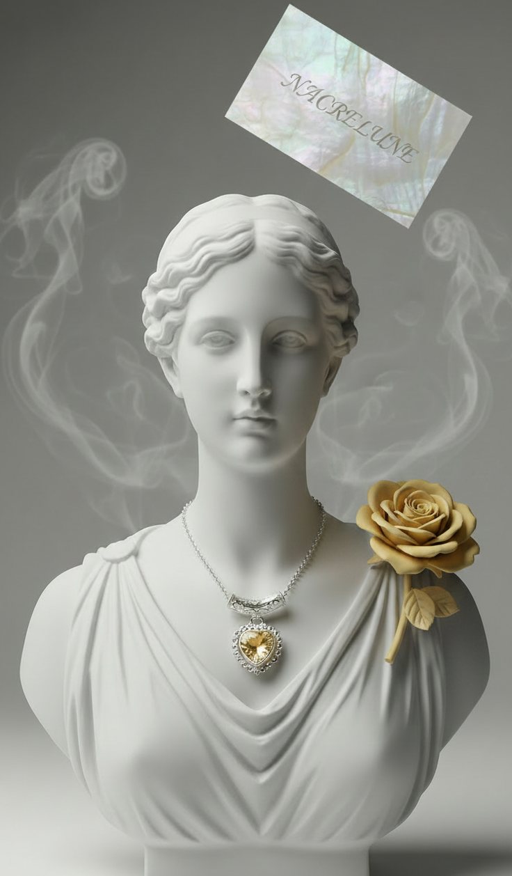 Pendentif en Argent en Forme de Cœur avec Topaze jaune | NACRELUNE NACRELUNE pendentif