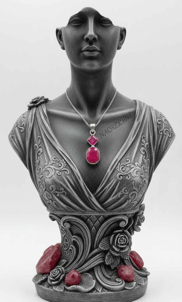 Pendentif en Argent 925 avec Rubis Facetté | NACRELUNE NACRELUNE pendentif