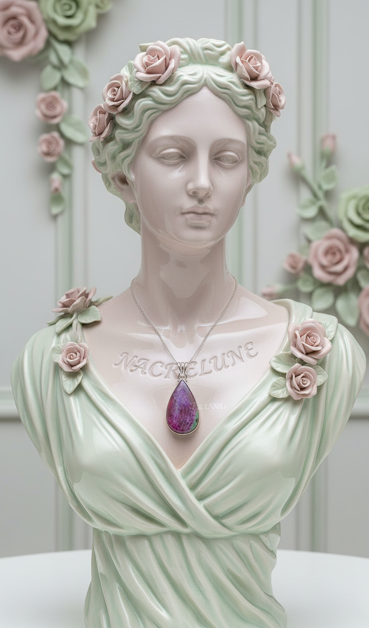Pendentif en Argent 925 avec Rubis Zoïsite Poli | NACRELUNE NACRELUNE pendentif