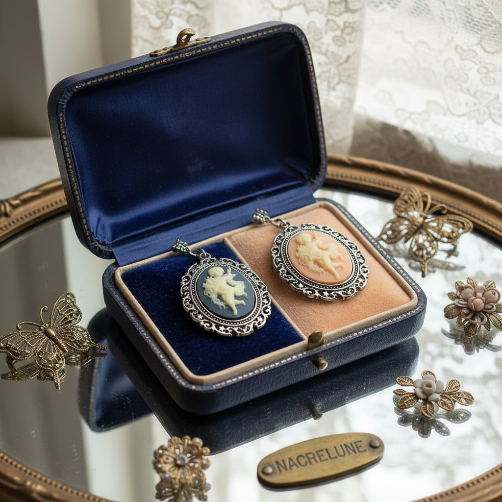 Grand pendentif camée ange en resine : couleur à choisir nacrelune.com pendentif