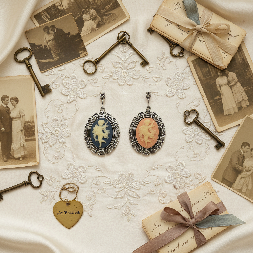 Grand pendentif camée ange en resine : couleur à choisir nacrelune.com pendentif