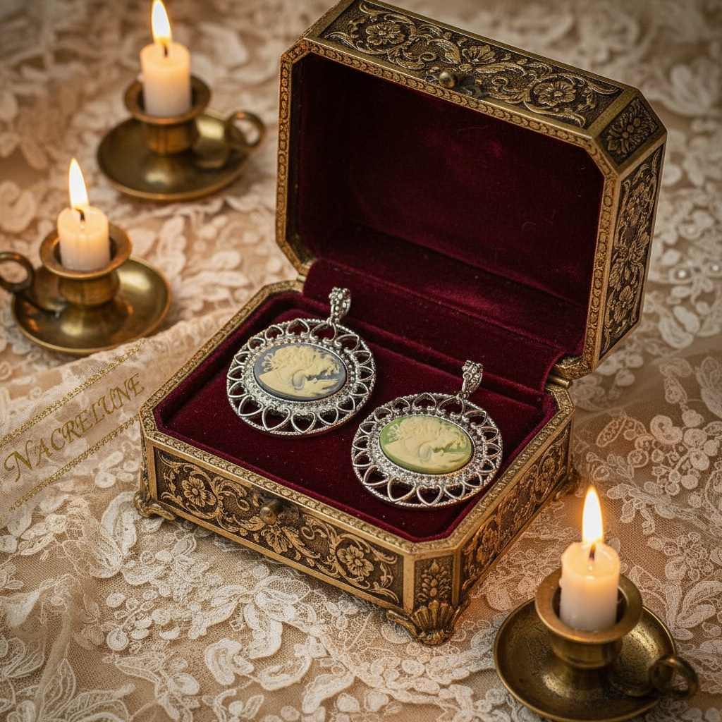 Grand pendentif camée en résine imitant le style ancien, choisissez votre couleur nacrelune.com pendentif