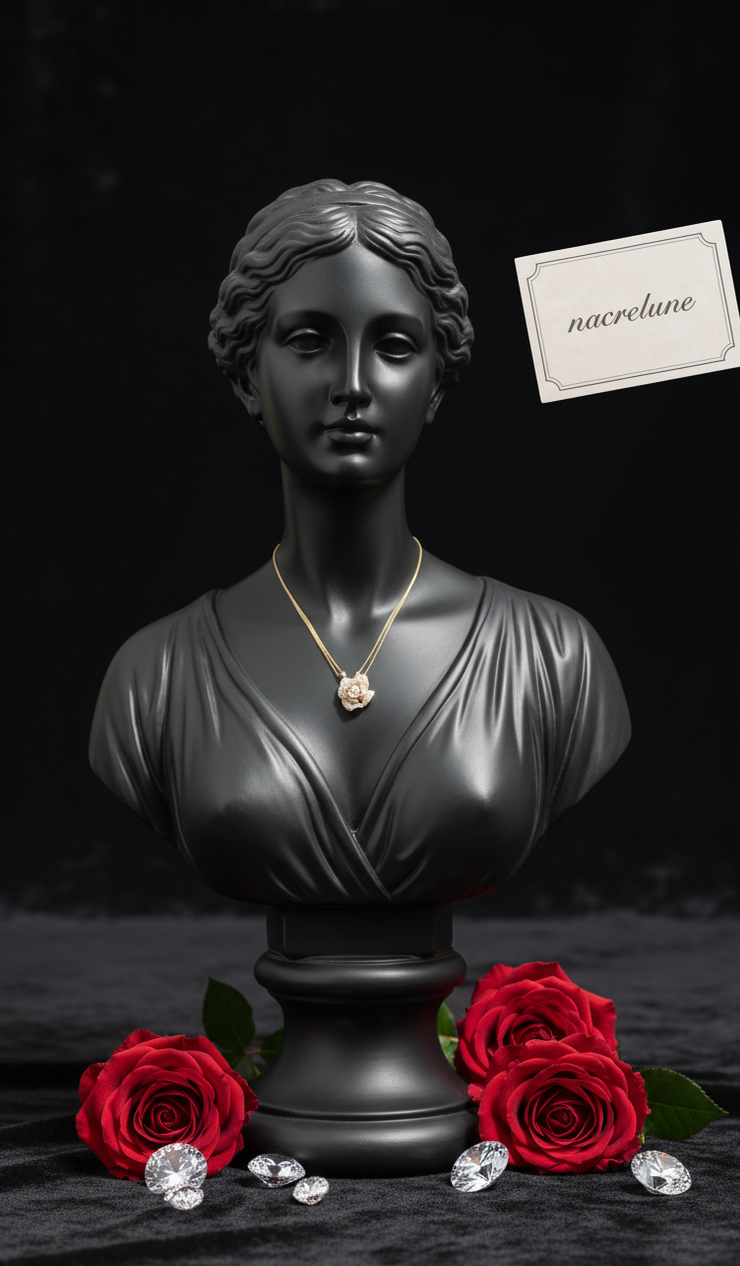 Pendentif en Strass en Forme de Rose Stylisée — Bijou Floral Étincelant | NACRELUNE NACRELUNE pendentif