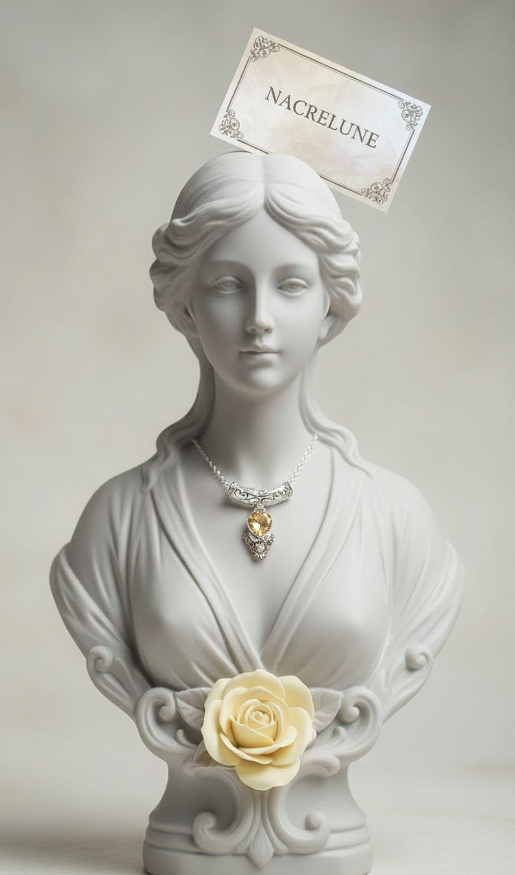 Pendentif en Argent en Forme de Cœur avec Topaze Champagne | NACRELUNE NACRELUNE pendentif