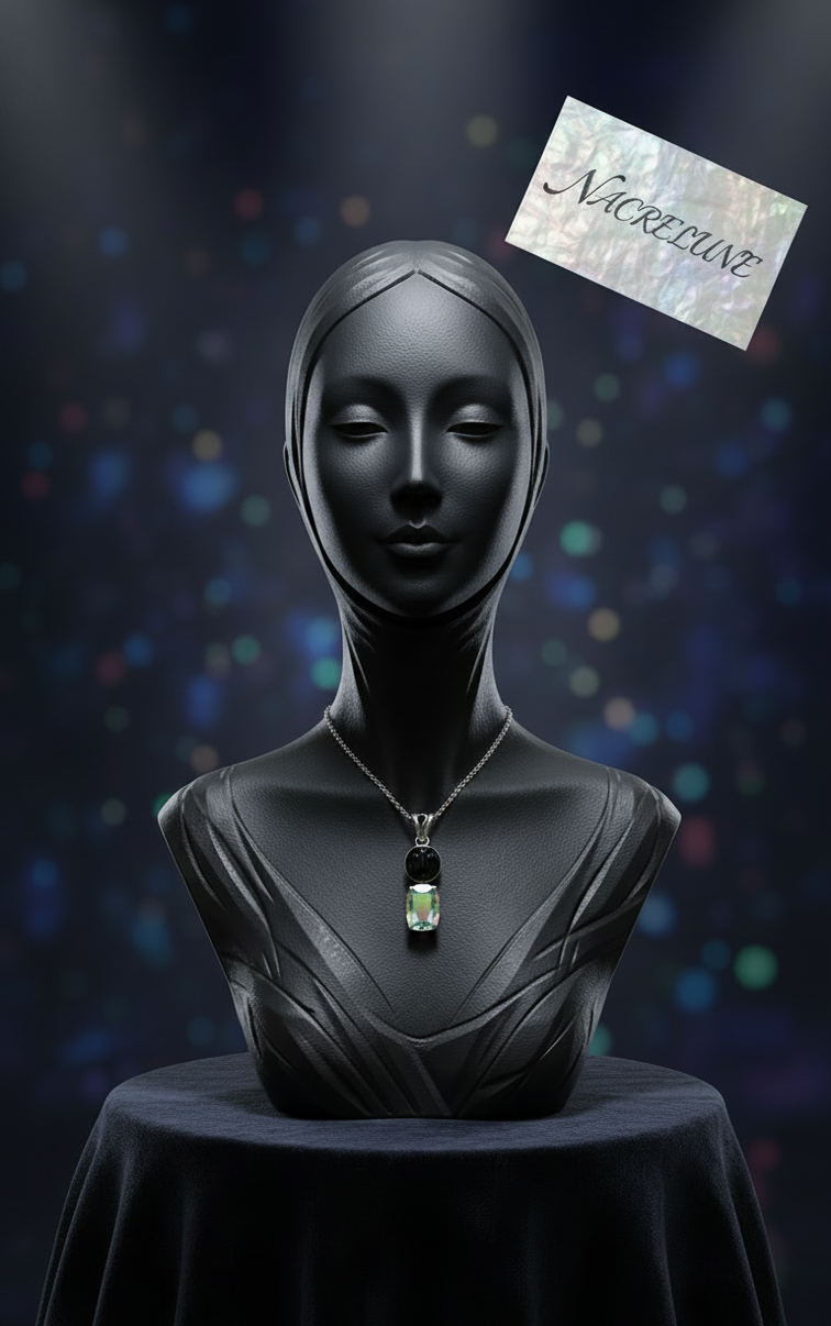 Pendentif Argent avec Topaze Mystique & Pierre de Soleil Sculptée | NACRELUNE NACRELUNE pendentif