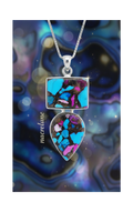 Pendentif en argent 925 avec turquoise mélangée cuivre
