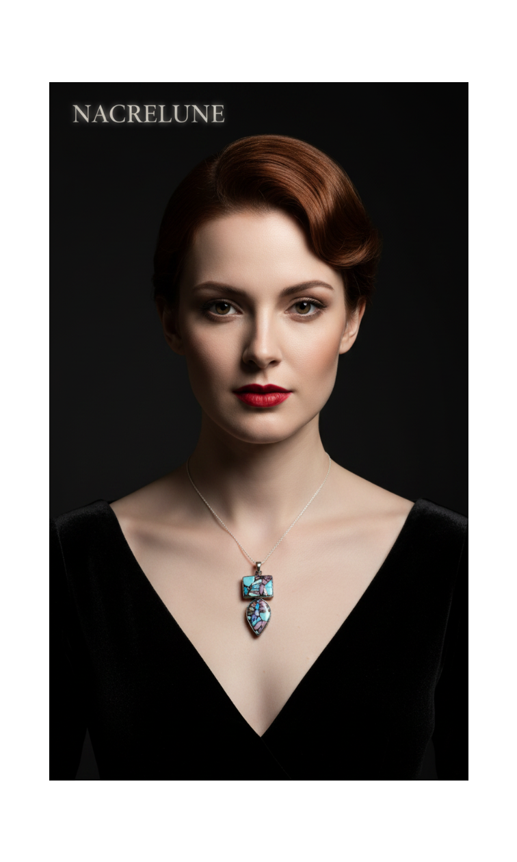 Pendentif en argent 925 avec turquoise mélangée cuivre