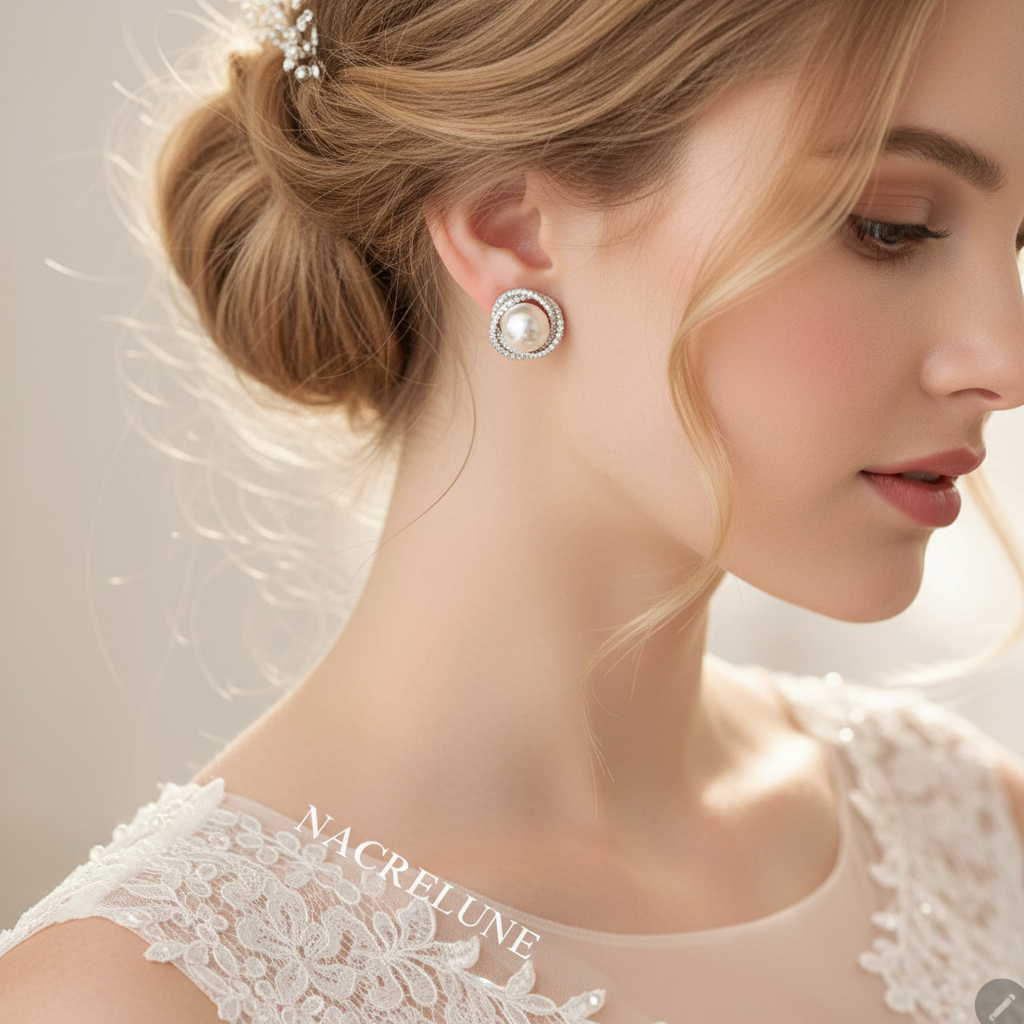 Boucles d’oreille fantaisie perles et strass nacrelune.com boucles d'oreille