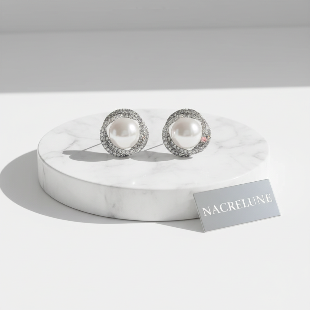 Boucles d’oreille fantaisie perles et strass nacrelune.com boucles d'oreille