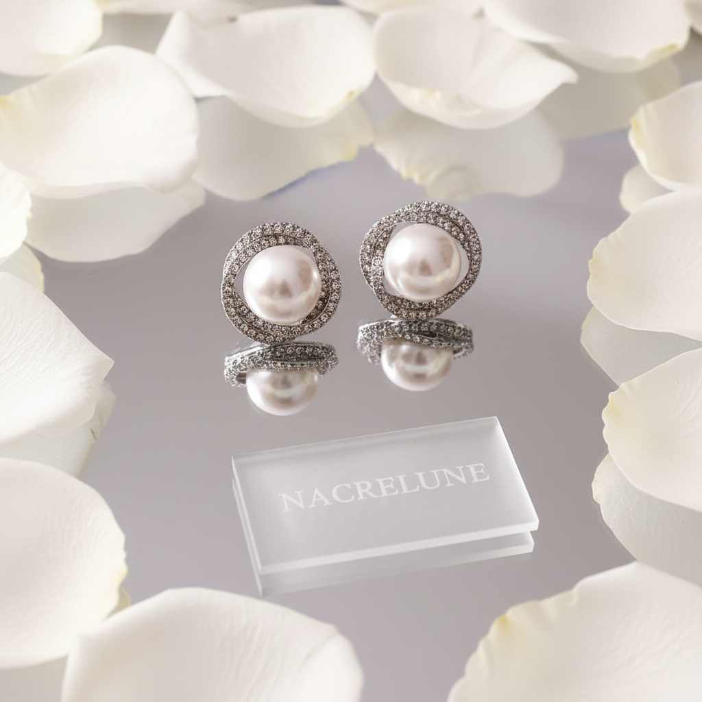 Boucles d’oreille fantaisie perles et strass nacrelune.com boucles d'oreille