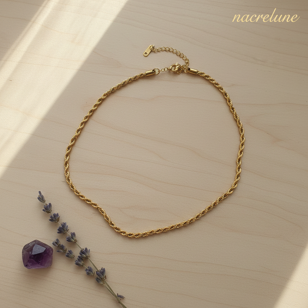 Collier Torsadé Plaqué Or – Chaîne Fine Twisted | NACRELUNE NACRELUNE collier