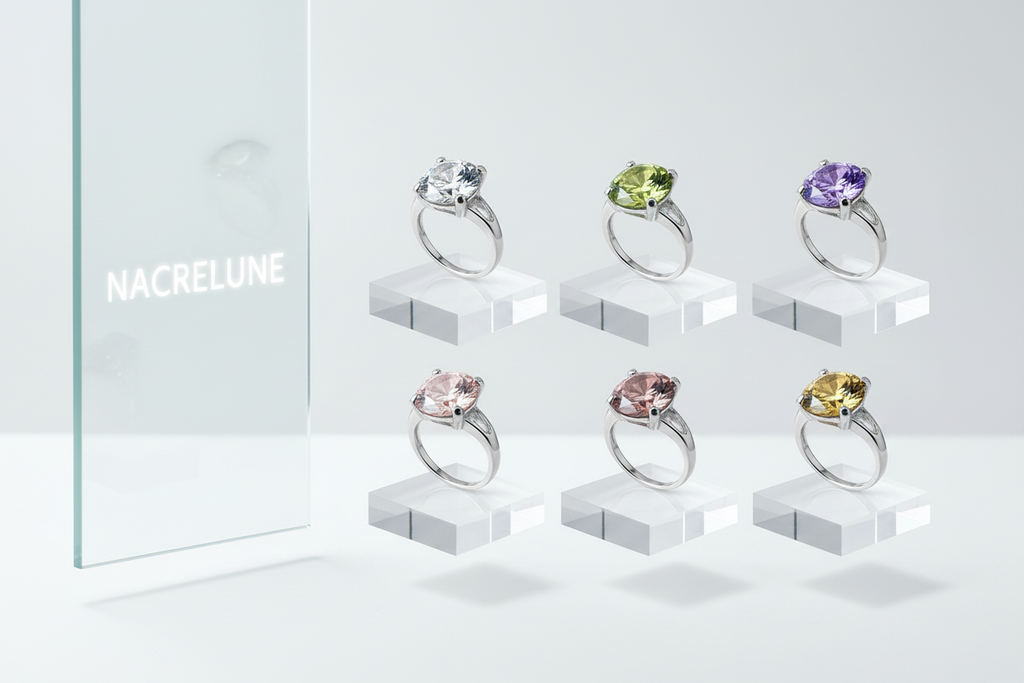 Bague zirconia imitation pierres précieuses, choisissez votre taille et couleur nacrelune.com Bague