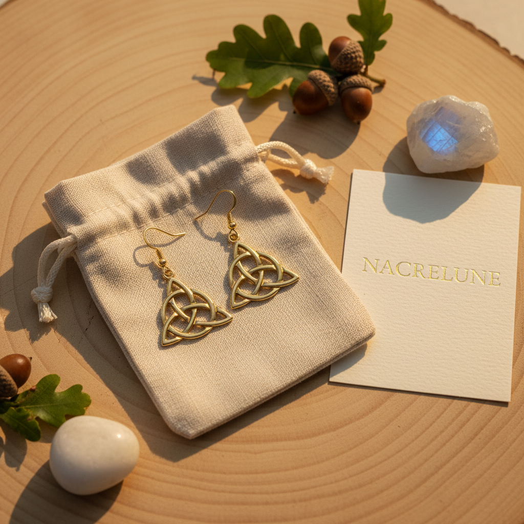 Boucles d'Oreille Triquetra en Laiton Plaqué Or – NACRELUNE NACRELUNE boucles d'oreille