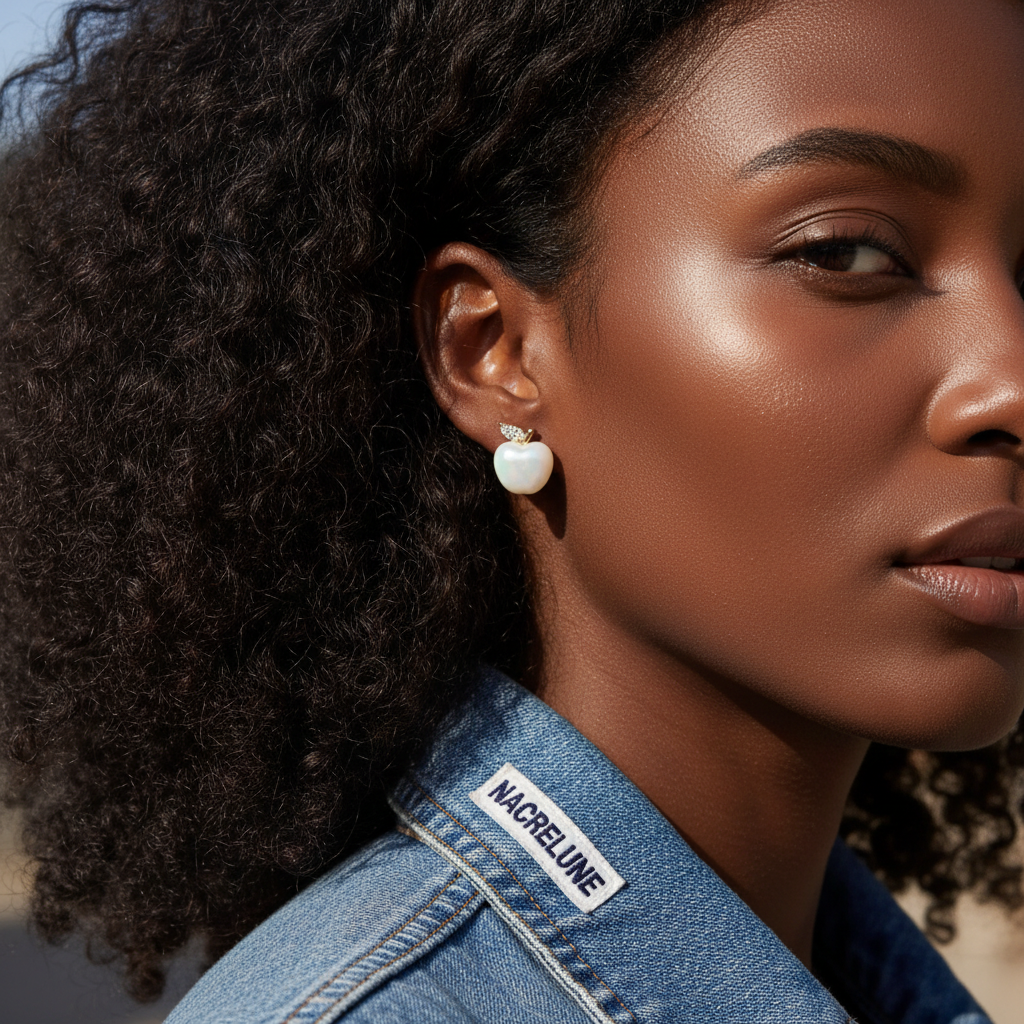 Boucles d’oreille fantaisie en forme de pomme nacrelune.com boucles d'oreille