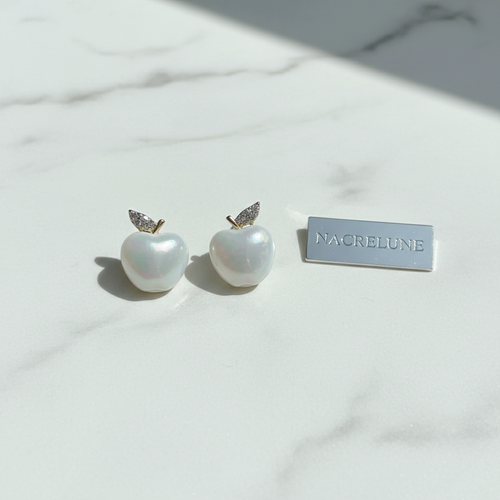 Boucles d’oreille fantaisie en forme de pomme nacrelune.com boucles d'oreille