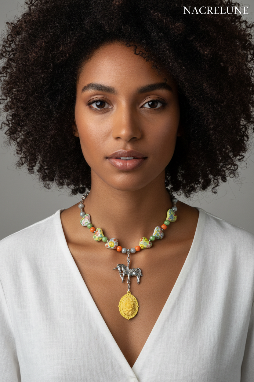 Collier Fantaisie Coeurs Décorés – Bijou Tendance Femme | NACRELUNE nacrelune.com collier