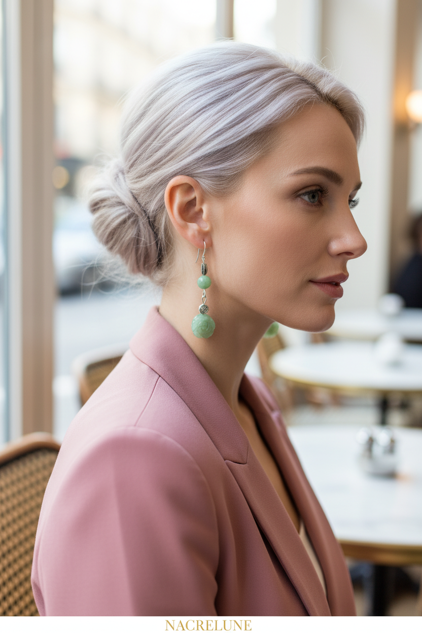 Boucles d'oreille en aventurine naturelle en forme de fleur | NACRELUNE nacrelune.com boucles d'oreille