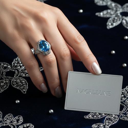 Bague argent avec topaze bleue 55 nacrelune.com Bague