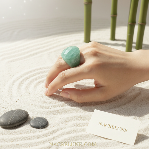 Bague en amazonite naturelle 60 nacrelune.com Bague