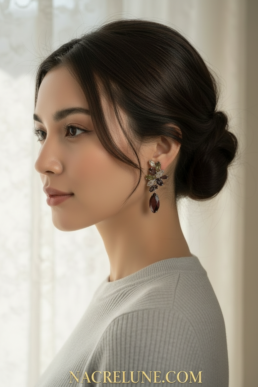 Grandes boucles d'oreille zirconia multicolores nacrelune.com boucles d'oreille