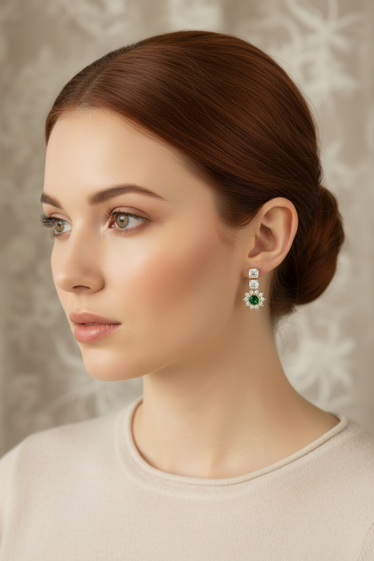 Boucles d’oreille imitation émeraudes NACRELUNE boucles d'oreille