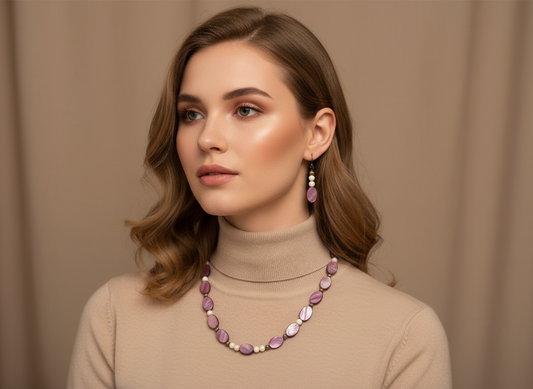 Parure en perles pastilles de nacre NACRELUNE parure