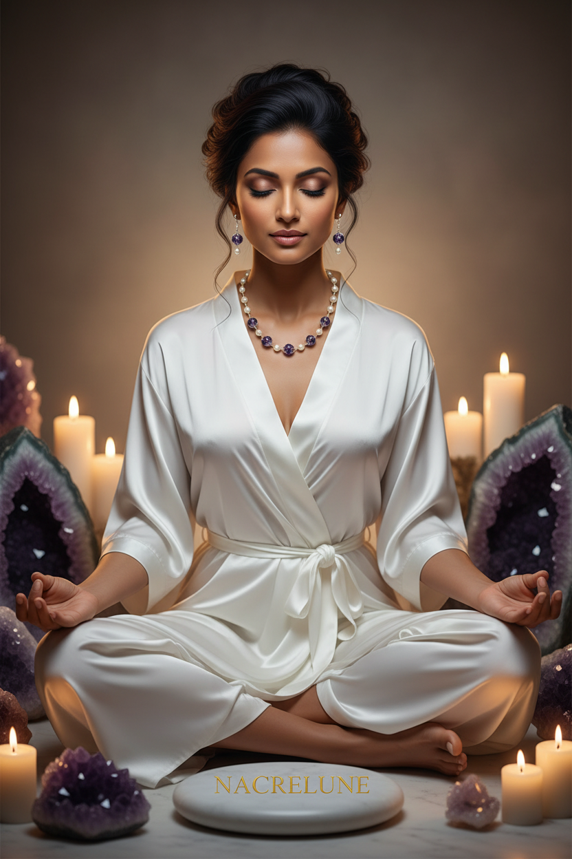 parure perles de nacre et améthystes véritables polies nacrelune.com parure