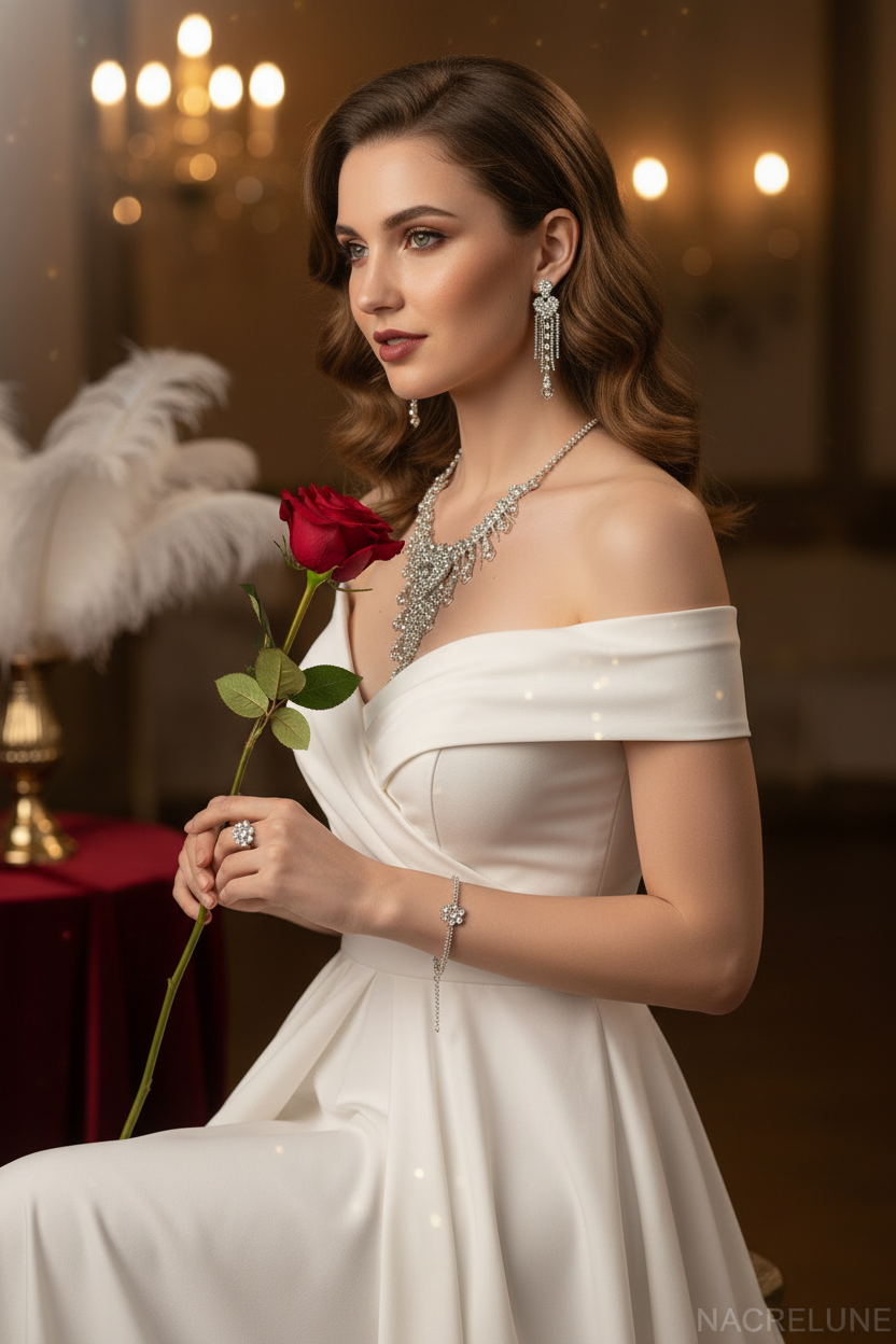 Parure strass complète coeur NACRELUNE parure