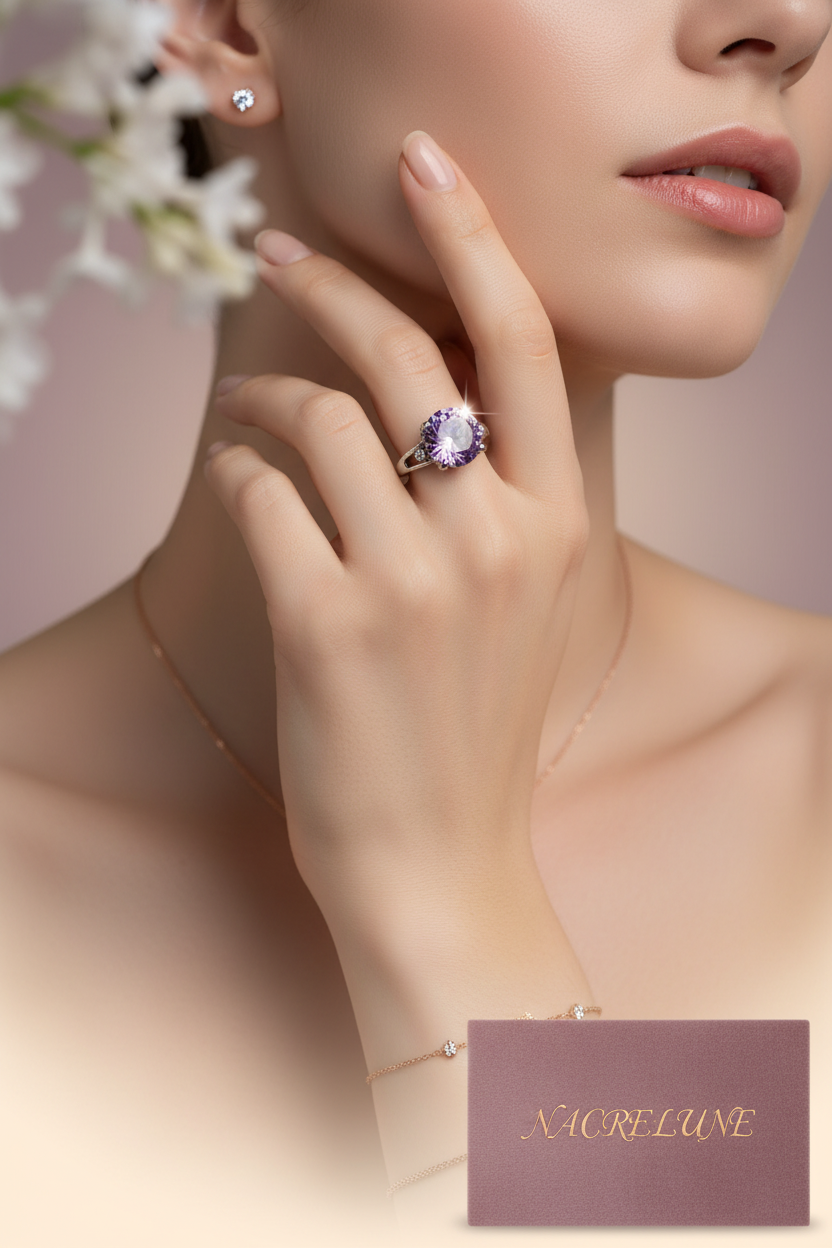 Bague zirconia imitation pierres précieuses, choisissez votre taille et couleur nacrelune.com Bague