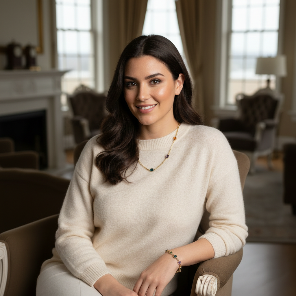 collier et bracelet en plaqué or avec pierres fines nacrelune.com parure