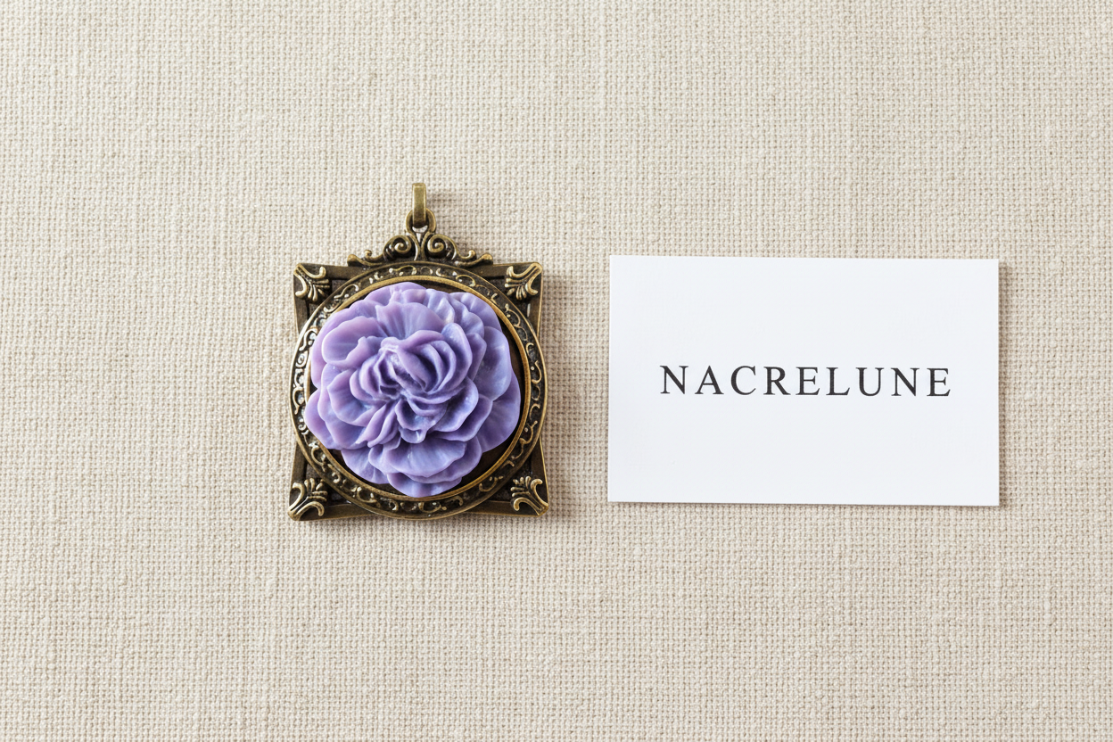 Pendentif cadre avec fleur, choisissez votre couleur nacrelune.com pendentif