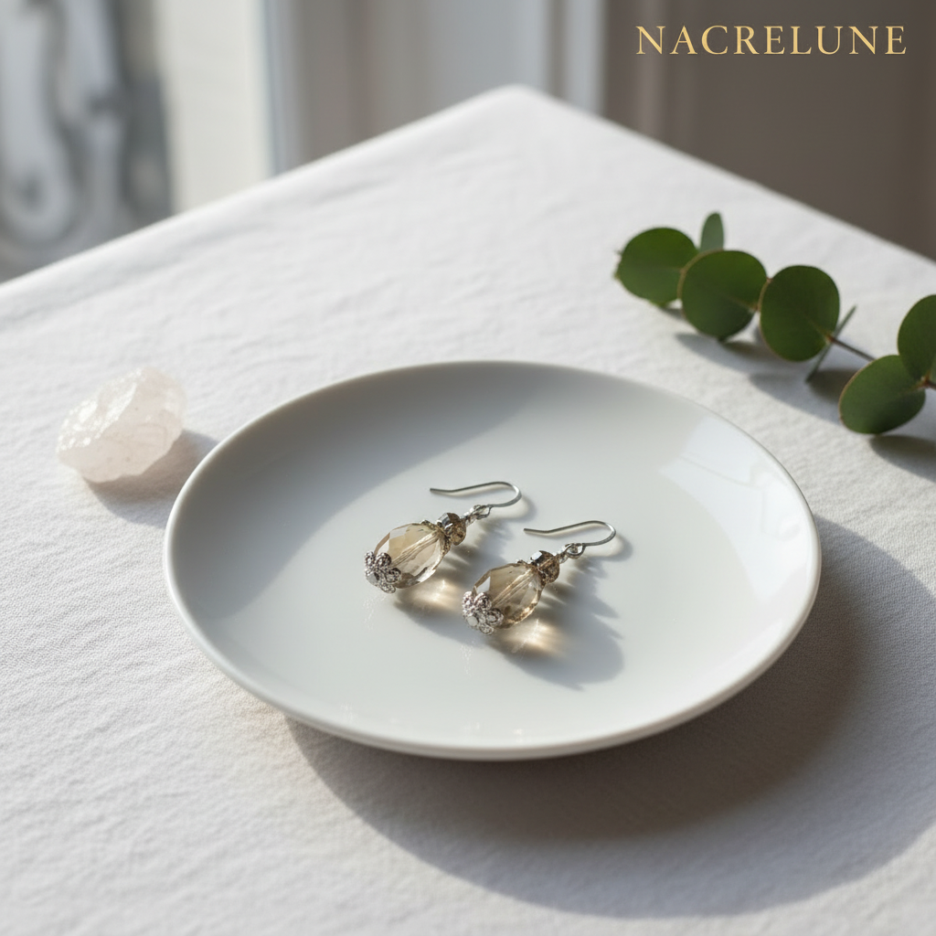 Boucles d'Oreille en Quartz – Pierre Naturelle Cristalline | NACRELUNE nacrelune.com boucles d'oreille