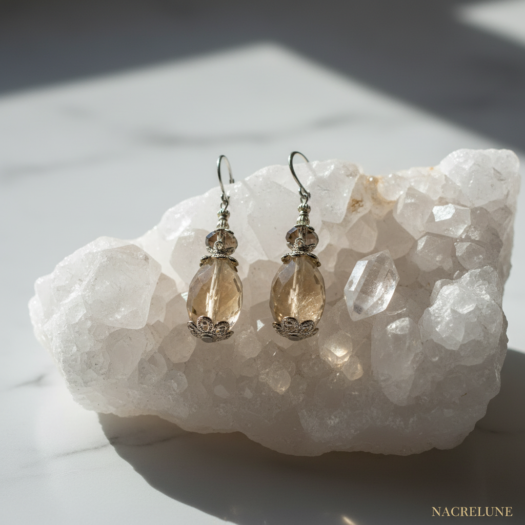 Boucles d'Oreille en Quartz – Pierre Naturelle Cristalline | NACRELUNE NACRELUNE Boucles d'oreille