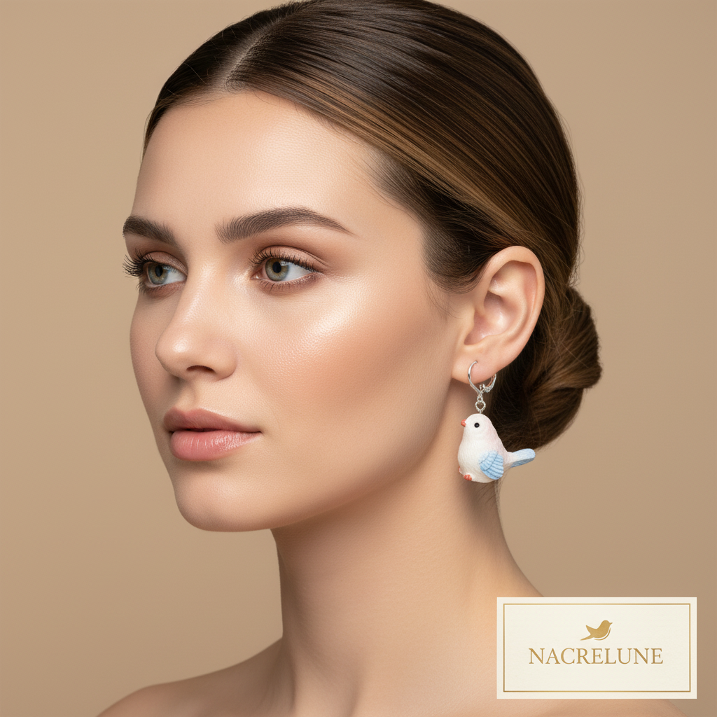 Boucles d'Oreilles Oiseaux en Résine - Bijoux Nature NACRELUNE nacrelune.com boucles d'oreille