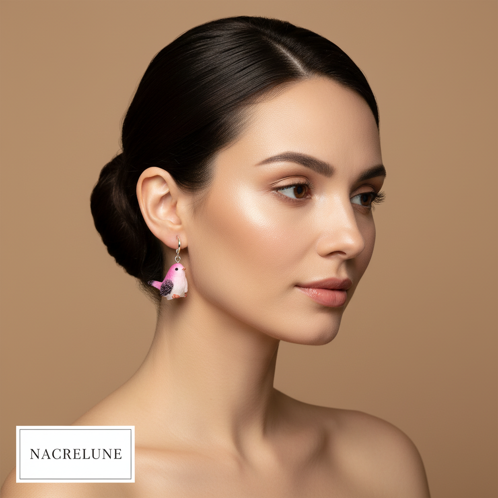 Boucles d'Oreilles Oiseaux en Résine - Bijoux Nature NACRELUNE nacrelune.com boucles d'oreille