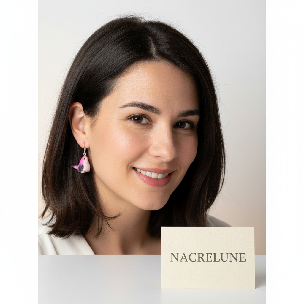 Boucles d'Oreilles Oiseaux en Résine - Bijoux Nature NACRELUNE nacrelune.com boucles d'oreille