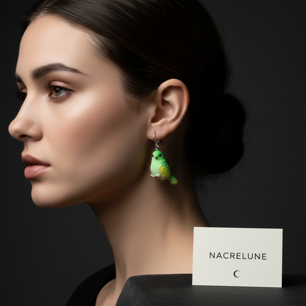 Boucles d'Oreilles Oiseaux en Résine - Bijoux Nature NACRELUNE nacrelune.com boucles d'oreille