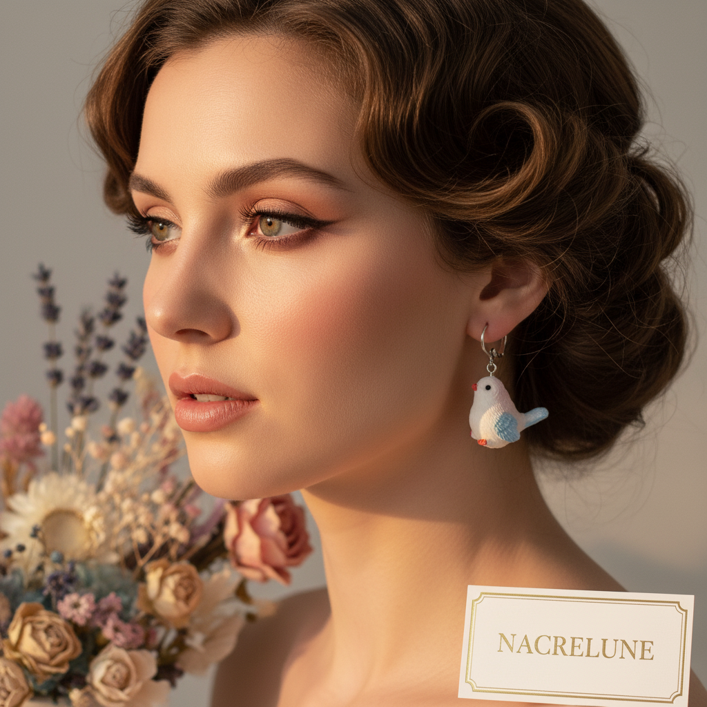 Boucles d'Oreilles Oiseaux en Résine - Bijoux Nature NACRELUNE nacrelune.com boucles d'oreille