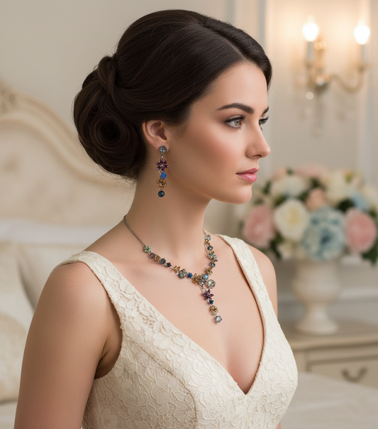 Parure fantaisie petites fleurs colorées NACRELUNE parure