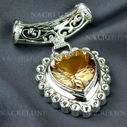 pendentif en argent en forme de coeur avec topaze NACRELUNE pendentif