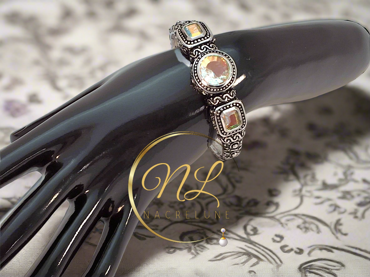 Bracelet en argent et topazes traitées "mystique arc en ciel"
