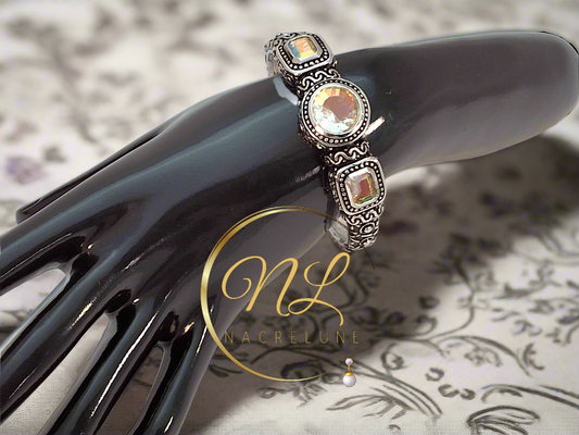 Bracelet en argent et topazes traitées "mystique arc en ciel"