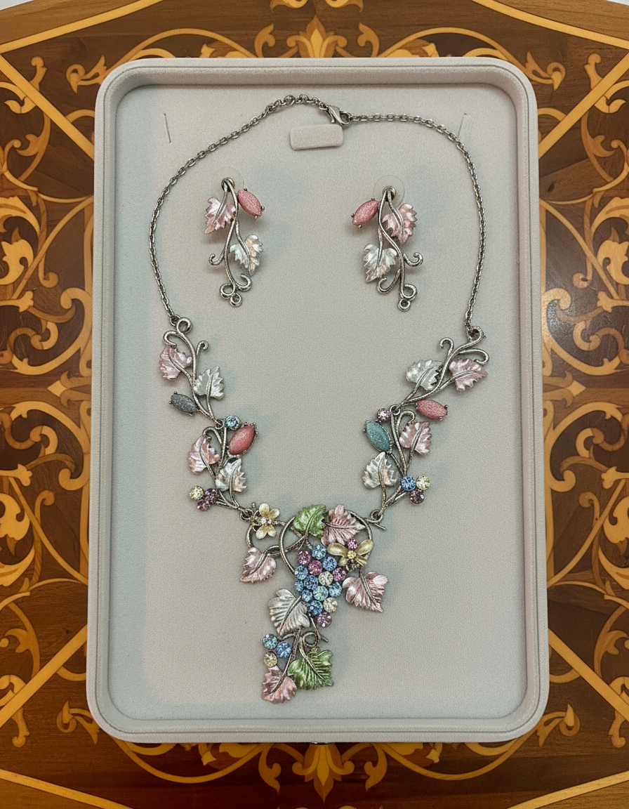 Parure en émail feuilles colorées NACRELUNE parure