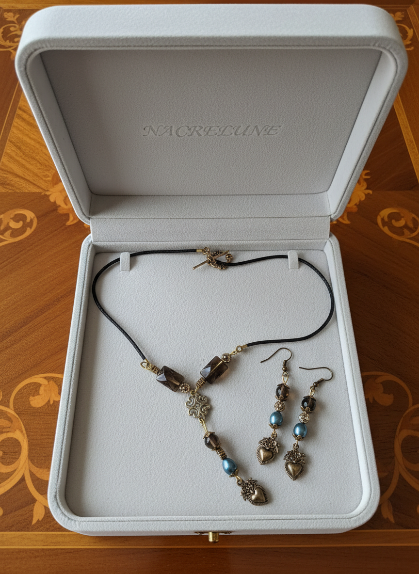 Parure en obsidiennes nacrelune.com parure