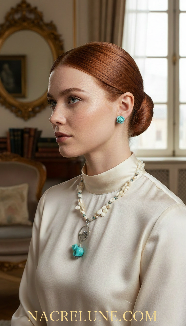 Parure en nacre avec éléphant en résine nacrelune.com parure